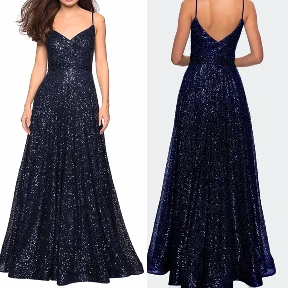 La FemmeSequin Empire Waist Prom Dress with V Back size 0